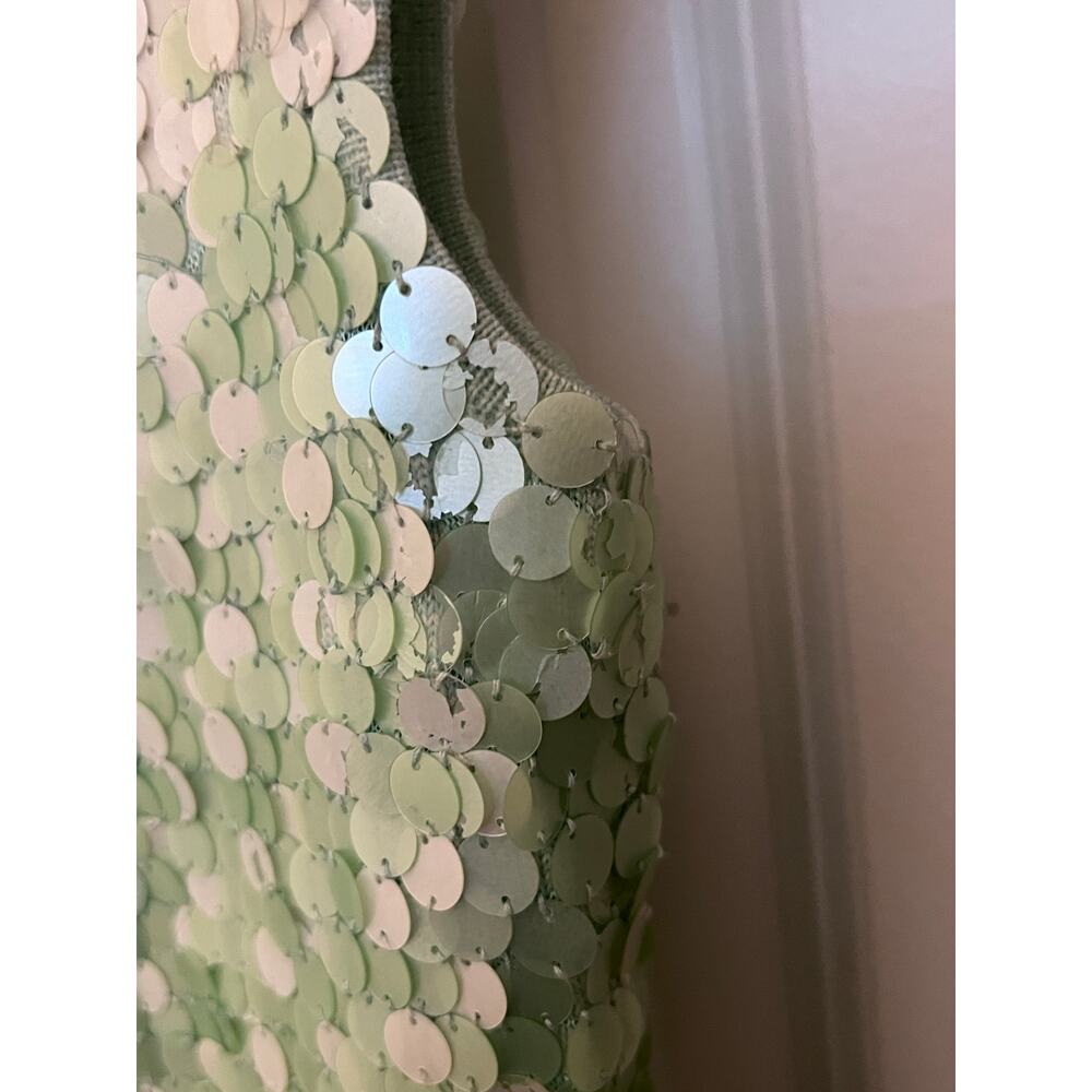 VTG Escada ombré Gradient Green sequined sleeveless Wool top Mermaidcore Runway - Picture 8 of 15
